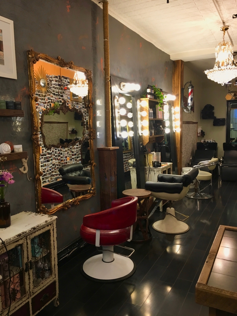 inside of the Paint Box hair salon in brooklyn